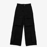 BLACK NYLON CARGO PANTS