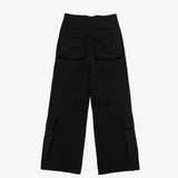 BLACK NYLON CARGO PANTS
