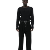 BLACK HENLEY LONG-SLEEVE T-SHIRT