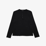 BLACK HENLEY LONG-SLEEVE T-SHIRT