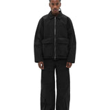 BLACK NYLON CARGO JACKET