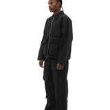 BLACK NYLON CARGO JACKET